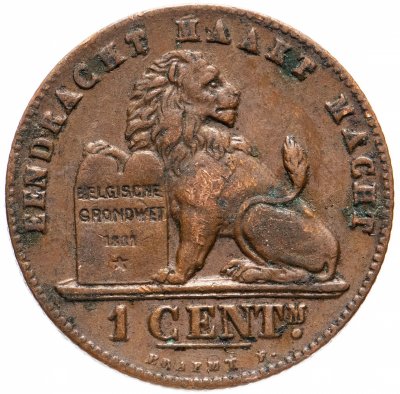 купить Бельгия 1 сантим (centime) 1902 Надпись на голландском - 'DER BELGEN'