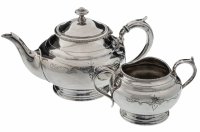 Купить Чайный набор из двух предметов (чайник и сахарница), никель с серебрением, фирма James "Dixon & Sons Ltd", г. Шеффилд, Великобритания, 1930-1940 гг.