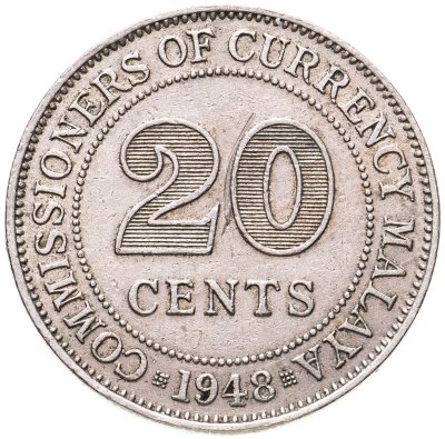 купить Малайя 20 центов (cents) 1948 Георг VI