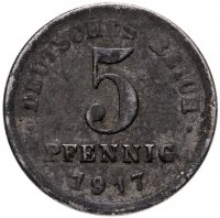 купить Германия 5 пфеннигов (pfennig) 1917 J знак монетного двора: "J" - Гамбург