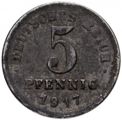 купить Германия 5 пфеннигов (pfennig) 1917 J знак монетного двора: "J" - Гамбург