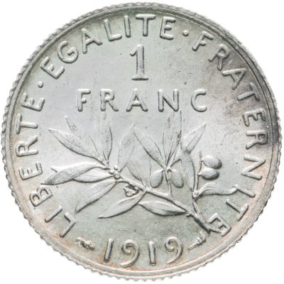 купить Франция 1 франк (franc) 1919