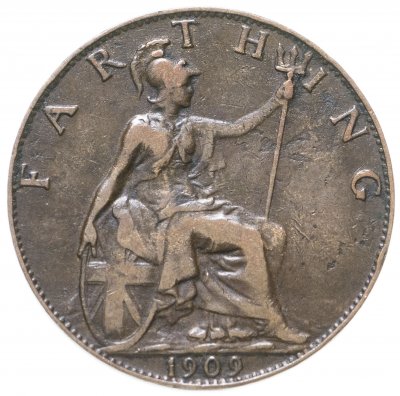 купить Великобритания 1 фартинг (farthing) 1909