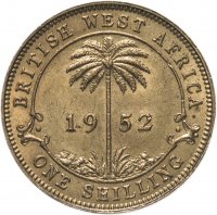 Купить Британская Западная Африка 1 шиллинг (shilling) 1952 Знак монетного двора: "KN" - Кингз Нортон Металл, Бирмингем