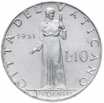 купить Ватикан 10 лир (lire) 1951