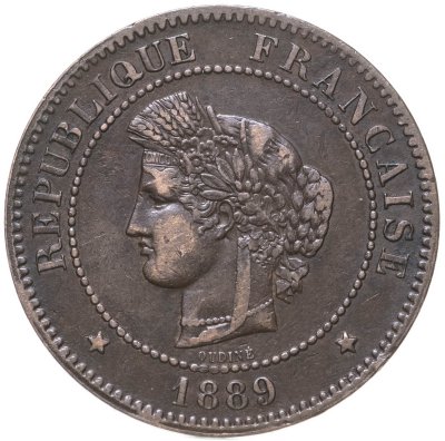 купить Франция 5 сантимов (centimes) 1889