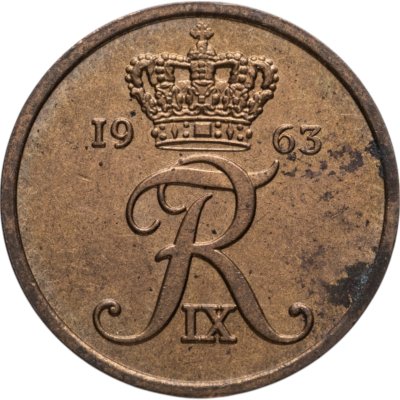 купить Дания 2 эре (ore) 1963 Бронза /коричневый цвет/