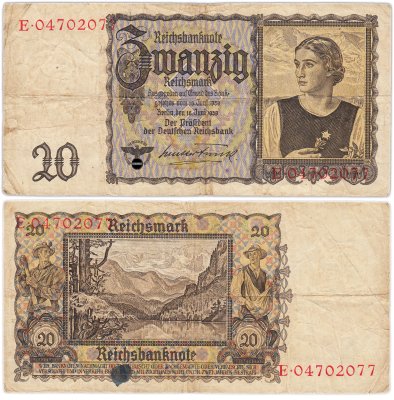 купить Германия 20 марок 1939