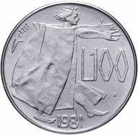 Купить Сан-Марино 100 лир (lire) 1981 "Мир"