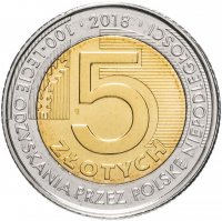 Купить Польша 5 злотых 2018 "100 лет Независимости Польши "