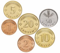 купить Латвия набор 2007 - 2009 год 1, 2, 5, 10, 20 и 50 сантимов (6 штук)