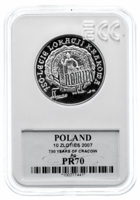 купить Польша 10 злотых (zlotych) 2007 "750 лет городу Краков", в слабе