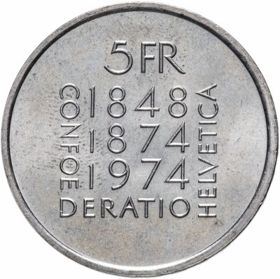 купить Швейцария 5 франков 1974 100 лет Конституции