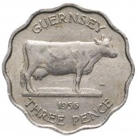 купить Остров Гернси 3 пенса (pence) 1956 (толщина 1,5 мм)