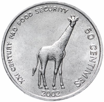 купить Конго (ДРК) 50 сантимов (centimes) 2002 "Животные - Жираф"