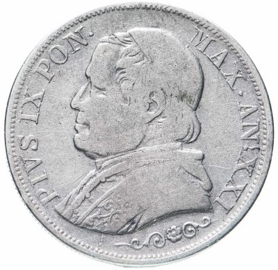 купить Папская область 1 лира (lira) 1866 Надпись "PIVS·IX·PON·" на аверсе