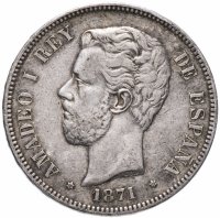 купить Испания 5 песет (pesetas) 1871