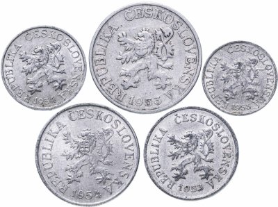 купить Чехословакия, набор из 5 монет 1953-1953 (старый тип герба)