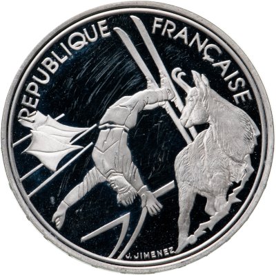 купить Франция 100 франков (francs) 1990 XVI зимние Олимпийские Игры, Альбервиль 1992 - Фристайл