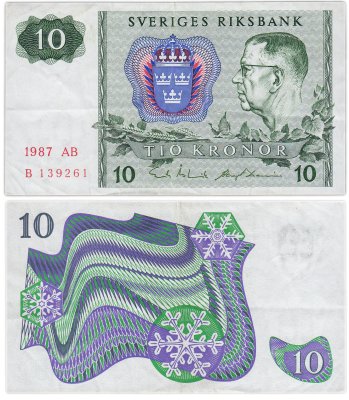 купить Швеция 10 крон 1987 года