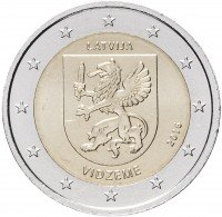 купить Латвия 2 евро 2016 "Исторические области Латвии: Видземе"