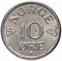 Купить Норвегия 10 эре (ore) 1951-1957, случайная дата