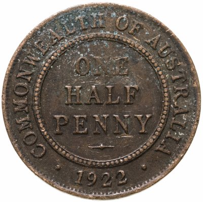 купить Австралия 1/2 пенни (penny) 1922