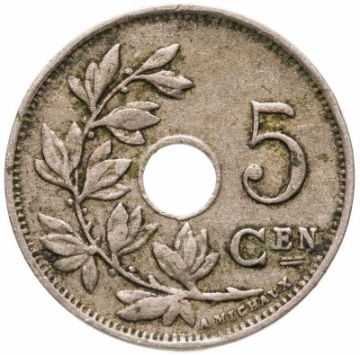 купить Бельгия 5 сантимов (centimes) 1922 Надпись на голландском - 'KONINGRIJK BELGIË'