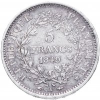 Купить Франция 5 франков 1849 A