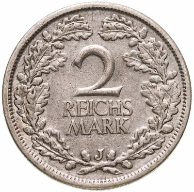 купить Германия 2 рейхсмарки (reichsmark) 1926 J знак монетного двора "J" — Гамбург