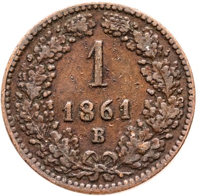 купить Австрия 1 крейцер (kreuzer) 1861, знак монетного двора "B" - Кремница