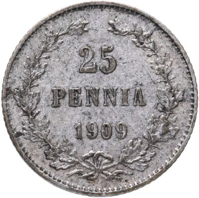 купить 25 пенни 1909 L, монета для Финляндии