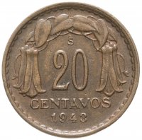 купить Чили 20 сентаво (centavos) 1943