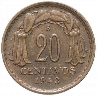 купить Чили 20 сентаво (centavos) 1943