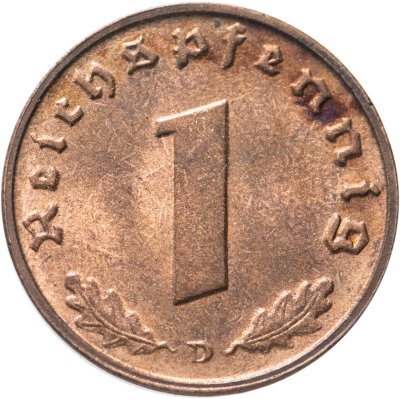 купить Германия, Третий рейх 1 рейхспфенниг (reichspfennig) 1939 D