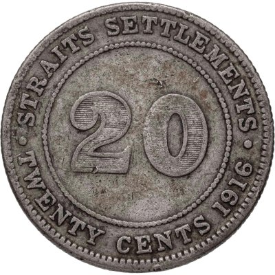 купить Стрейтс Сетлментс 20 центов (cents) 1916