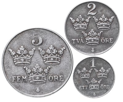 купить Швеция, набор из 3 монет 1943-1950 (сталь)
