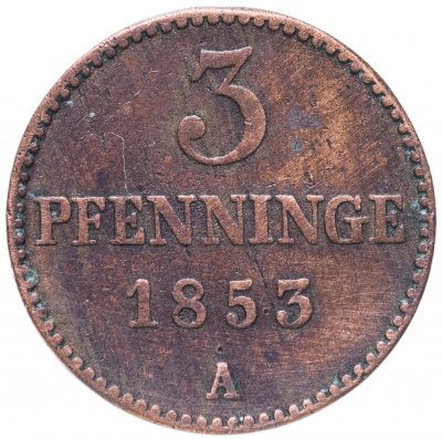 купить Германия (Мекленбург-Шверин) 3 пфеннига 1853