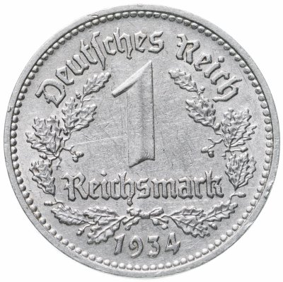 купить Третий рейх 1 рейхсмарка (reichsmark) 1934 D