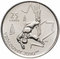 Купить Канада 25 центов (квотер, quarter dollar) 2008 "XXI зимние Олимпийские Игры, Ванкувер 2010 - Фристайл"