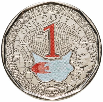 купить Восточные Карибы 1 доллар (dollar) 2015 "50 лет Восточно-Карибской валюте",цветная
