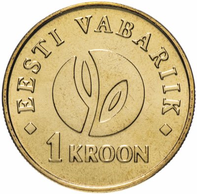 купить Эстония 1 крона 2008 90 лет банку