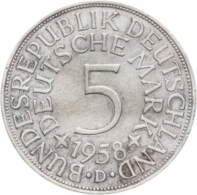 купить Германия 5 марок 1958 D знак монетного двора: "D" - Мюнхен