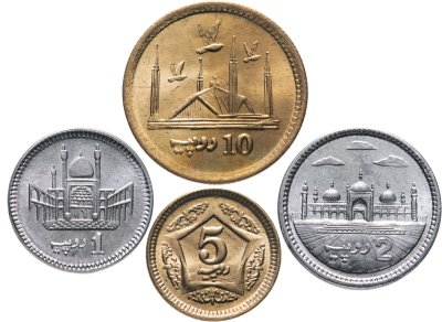 купить Пакистан набор из 4-х монет 1, 2, 5 и 10 рупий (rupees) 2015-2021, случайный год