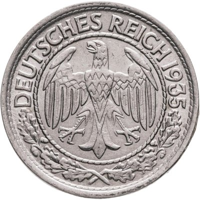 купить Германия, Третий рейх 50 рейхспфеннигов (reichspfennig) 1935, знак монетного двора "A" — Берлин