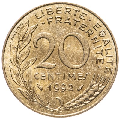 купить Франция 20 сантимов 1992