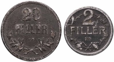 купить Австро-Венгрия набор 2 и 20 филлеров 1918 для Венгрии