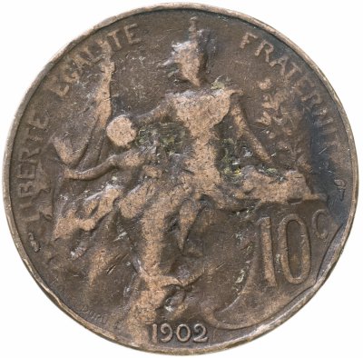 купить Франция 10 сантимов (centimes) 1902