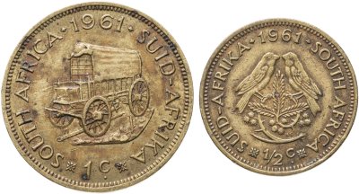 купить ЮАР набор 1/2 и 1 цент 1961