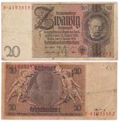 купить Германия 20 рейхсмарок 1933 (Pick 181)